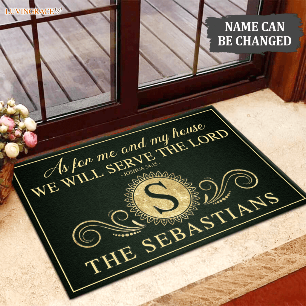 Luvingrace L12 Vintage Monogram Collection As For My House Personalized Doormat