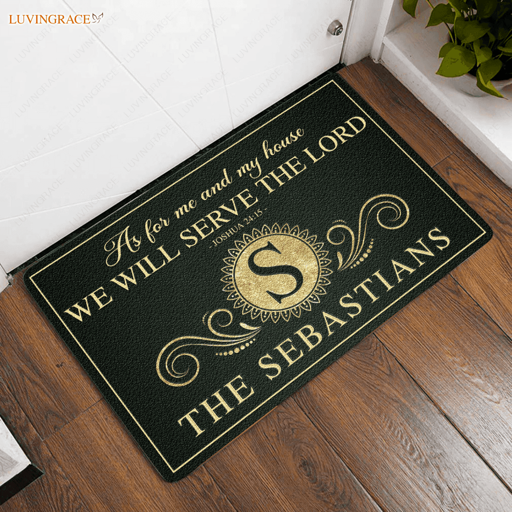 Luvingrace L12 Vintage Monogram Collection As For My House Personalized Doormat