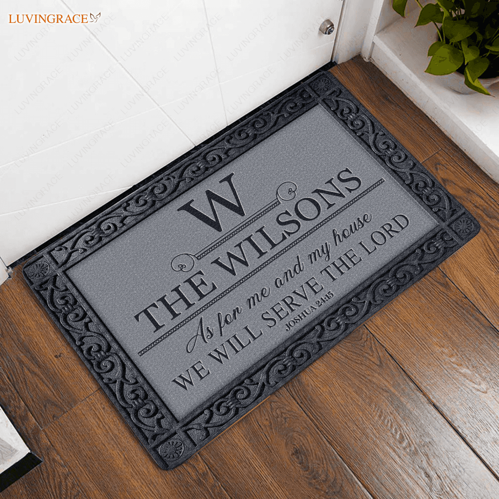 Luvingrace L124 Vintage Monogram Collection As For My House Personalized Doormat