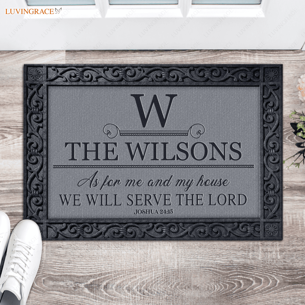 Luvingrace L124 Vintage Monogram Collection As For My House Personalized Doormat