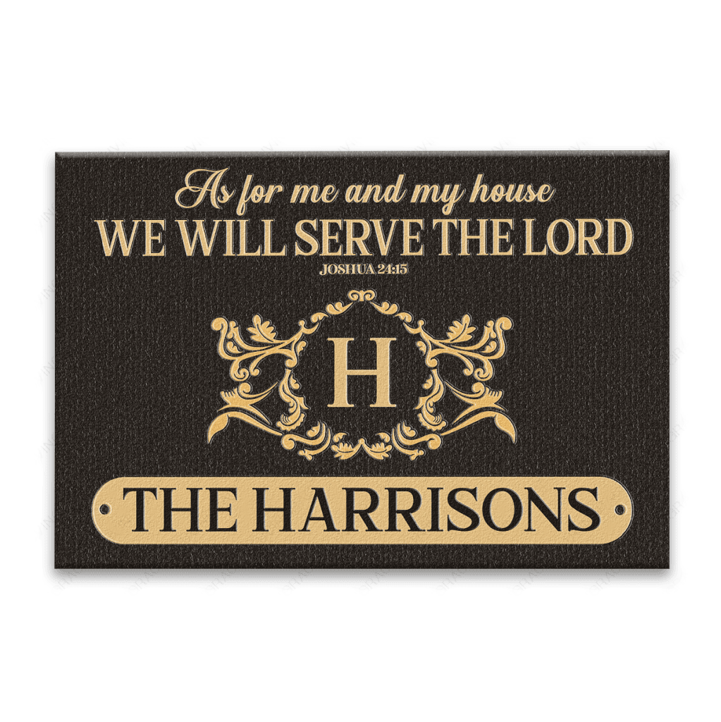 Luvingrace L125 Vintage Monogram Collection As For My House Personalized Doormat