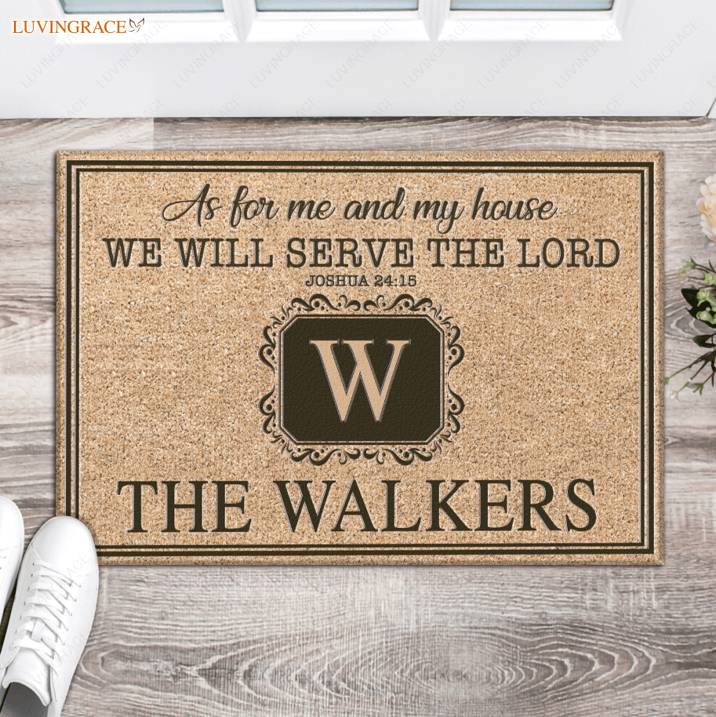 Luvingrace L126 Vintage Monogram Collection As For My House Personalized Doormat