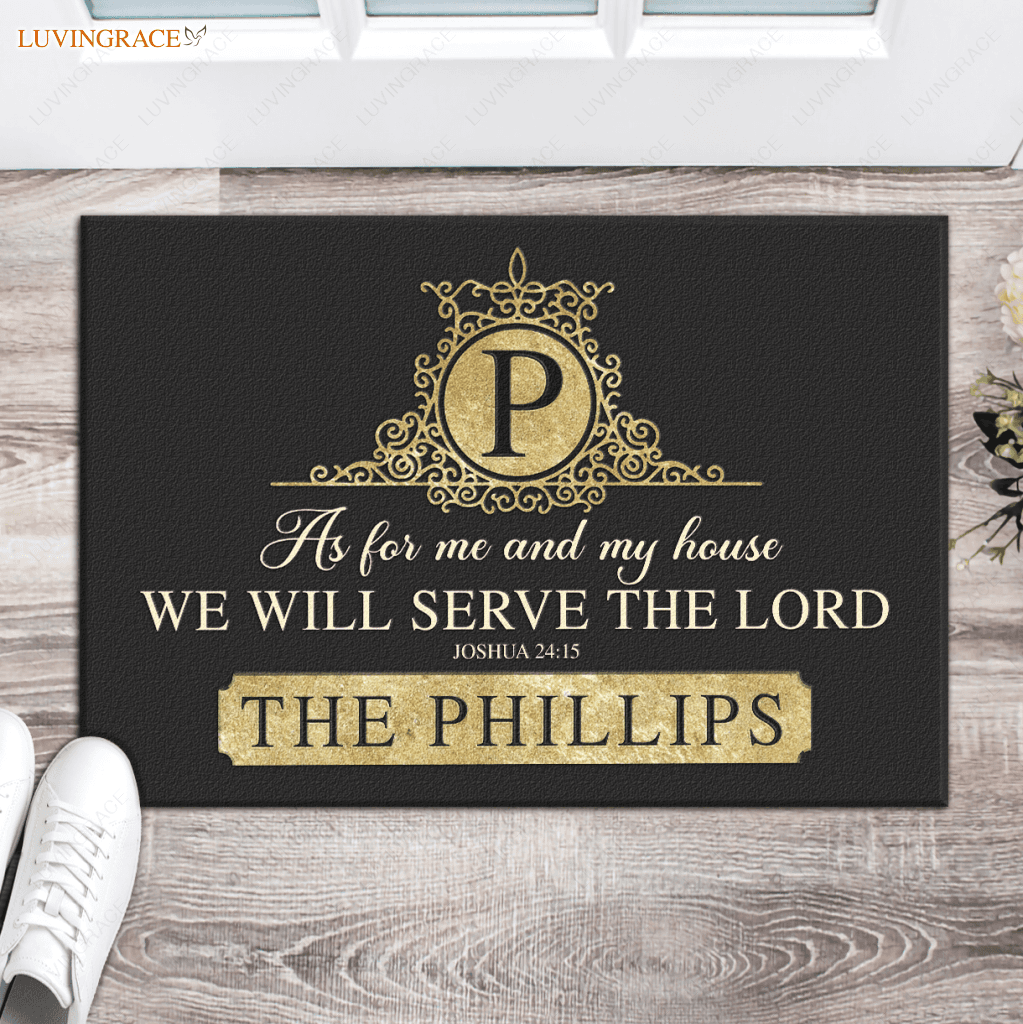 Luvingrace L13 Vintage Monogram Collection As For My House Personalized Doormat