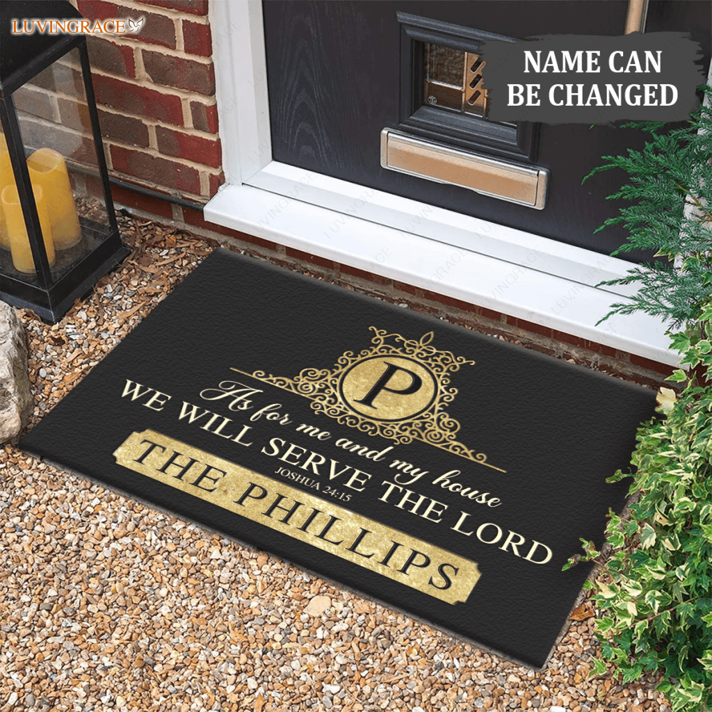 Luvingrace L13 Vintage Monogram Collection As For My House Personalized Doormat