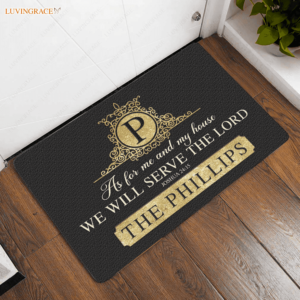 Luvingrace L13 Vintage Monogram Collection As For My House Personalized Doormat