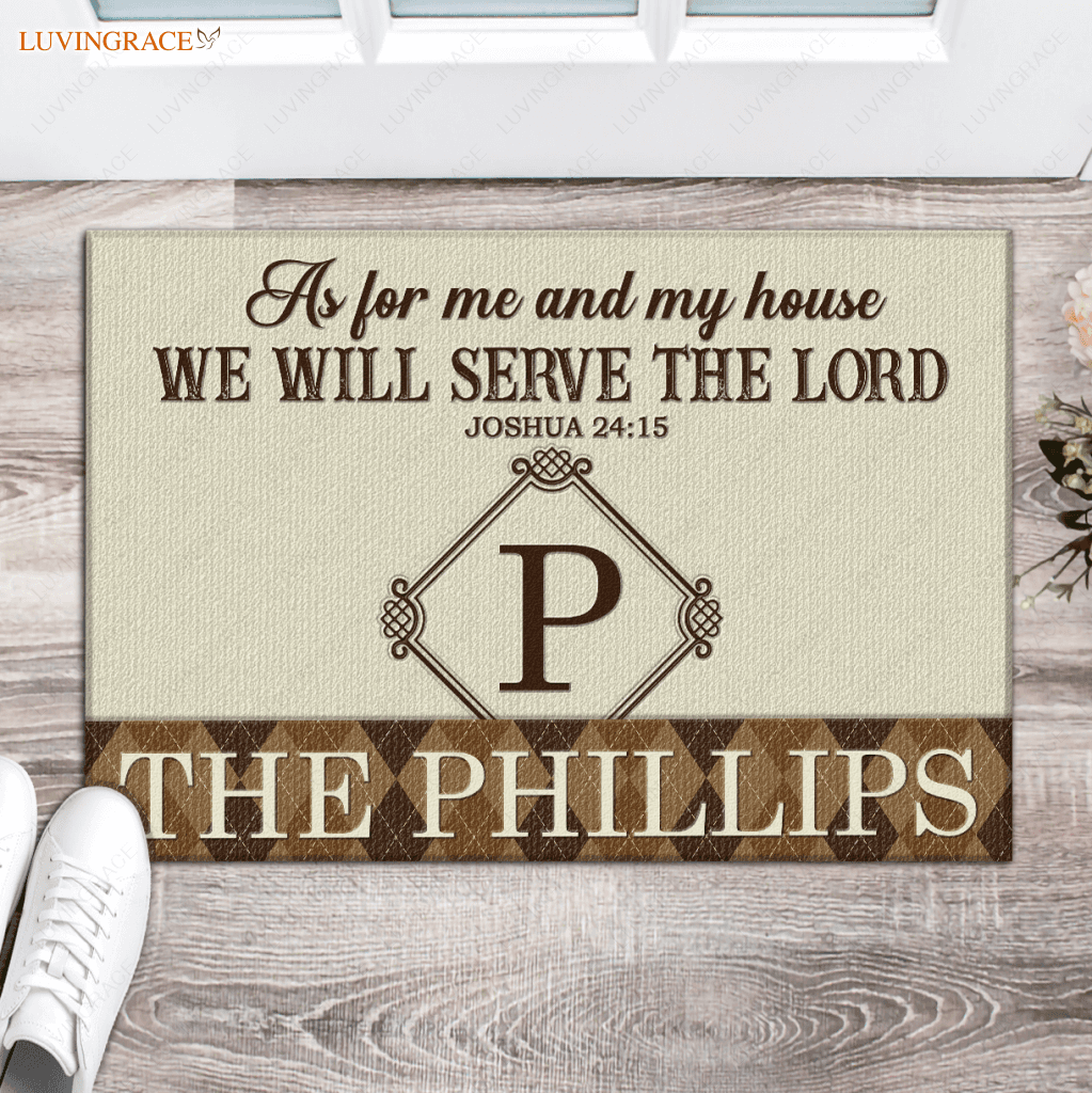 Luvingrace L136 Vintage Monogram Collection As For My House Personalized Doormat