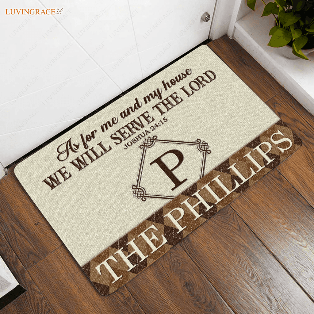 Luvingrace L136 Vintage Monogram Collection As For My House Personalized Doormat