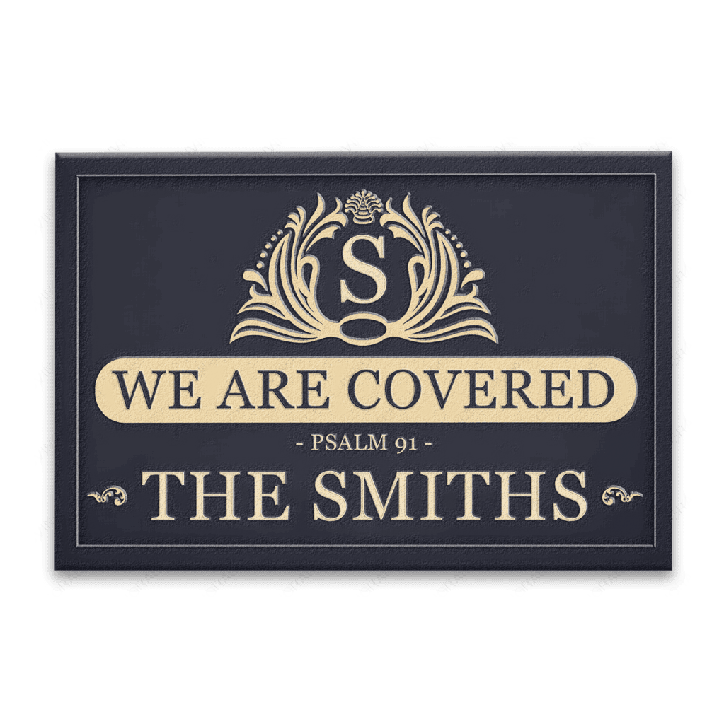 Luvingrace L147 Vintage Monogram Collection We Are Covered Personalized Doormat