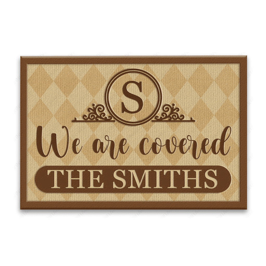 Luvingrace L157 Vintage Monogram Collection We Are Covered Personalized Doormat