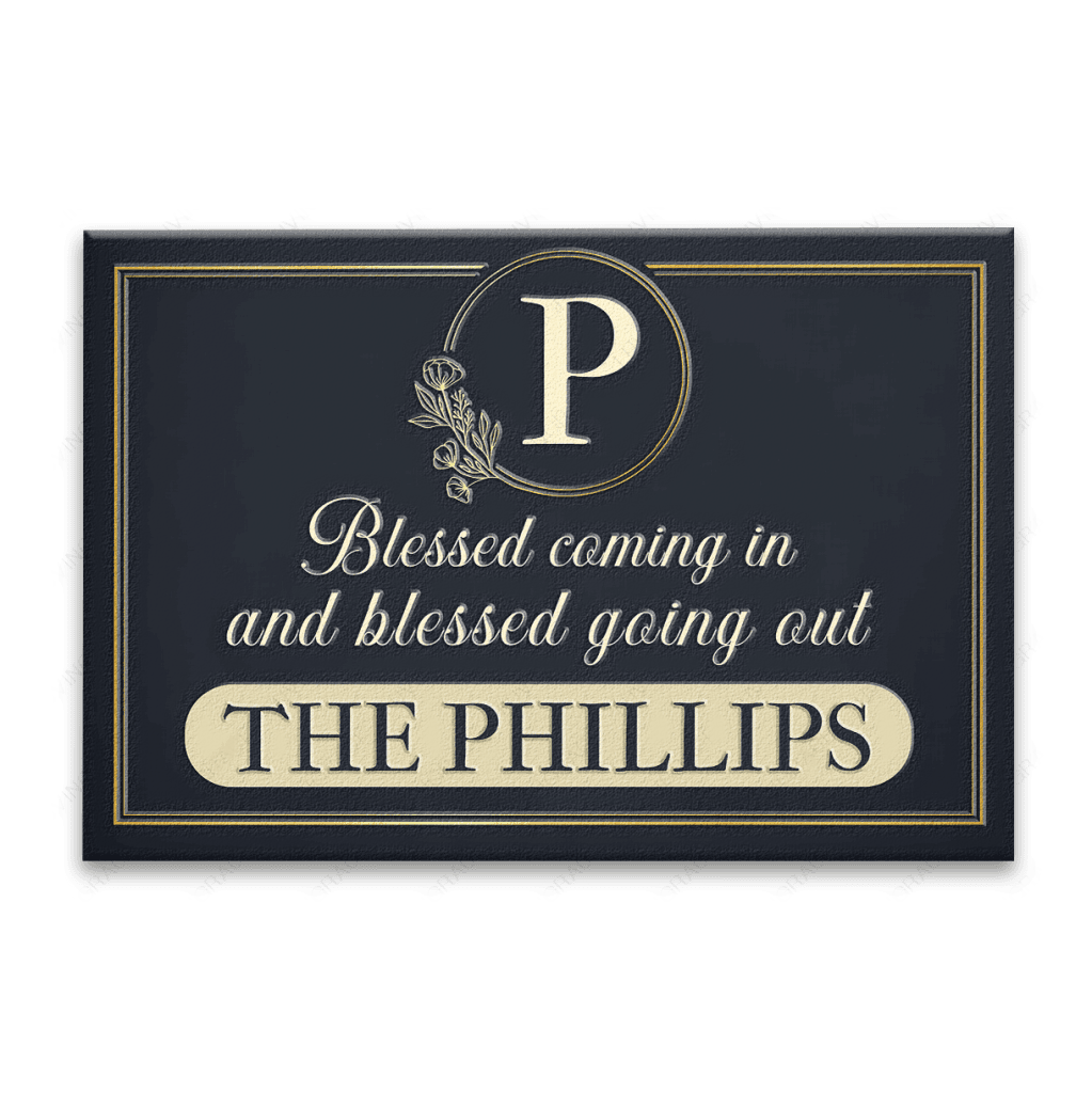 Luvingrace L164 Vintage Elegant Blessed Coming In Personalized Doormat