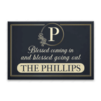 Luvingrace L164 Vintage Elegant Blessed Coming In Personalized Doormat