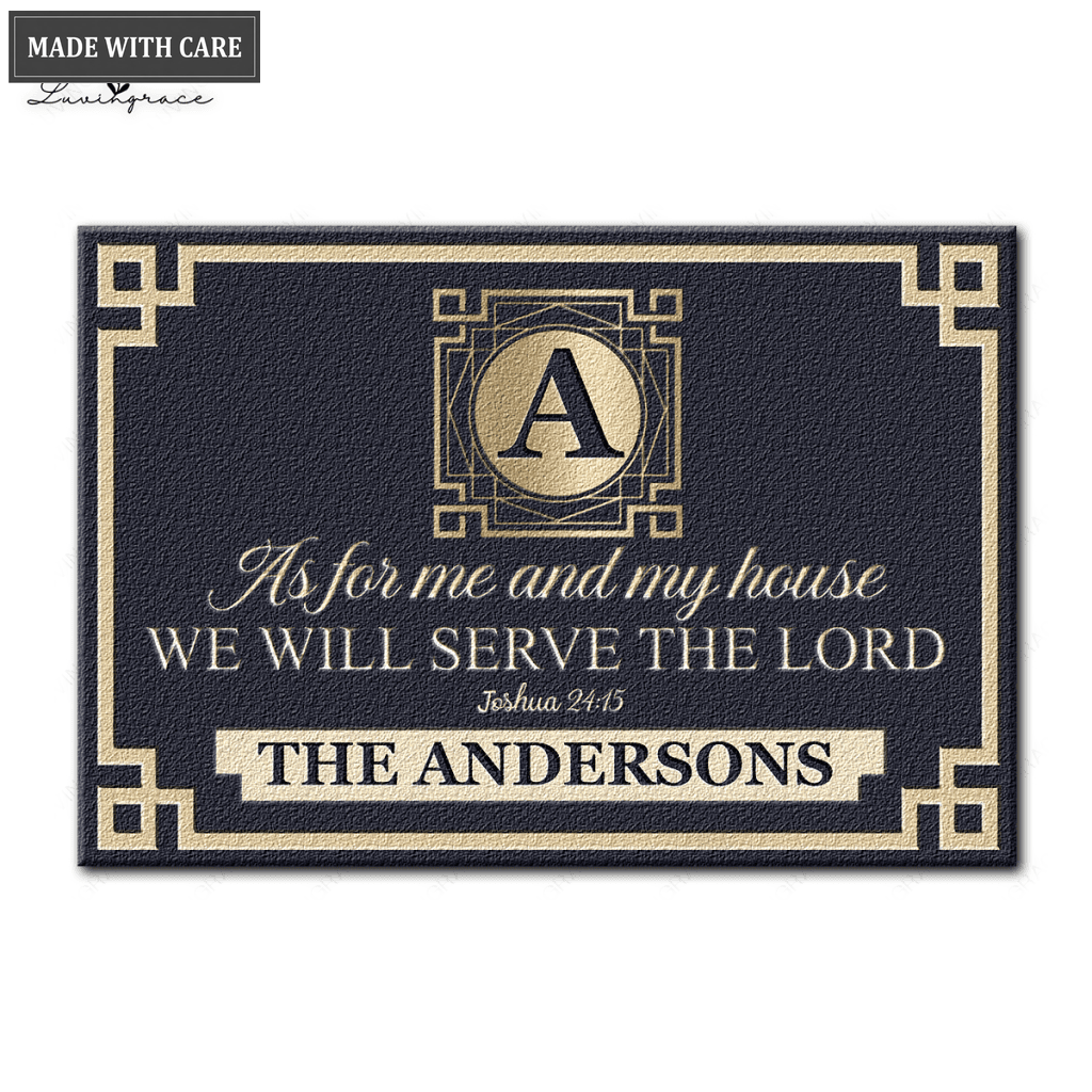 Luvingrace L17 Vintage Monogram Collection As For My House Personalized Doormat