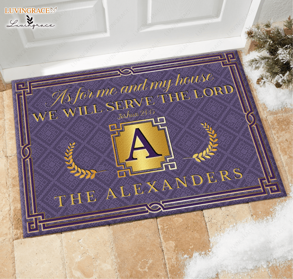 Luvingrace L18 Vintage Monogram Collection As For My House Personalized Doormat