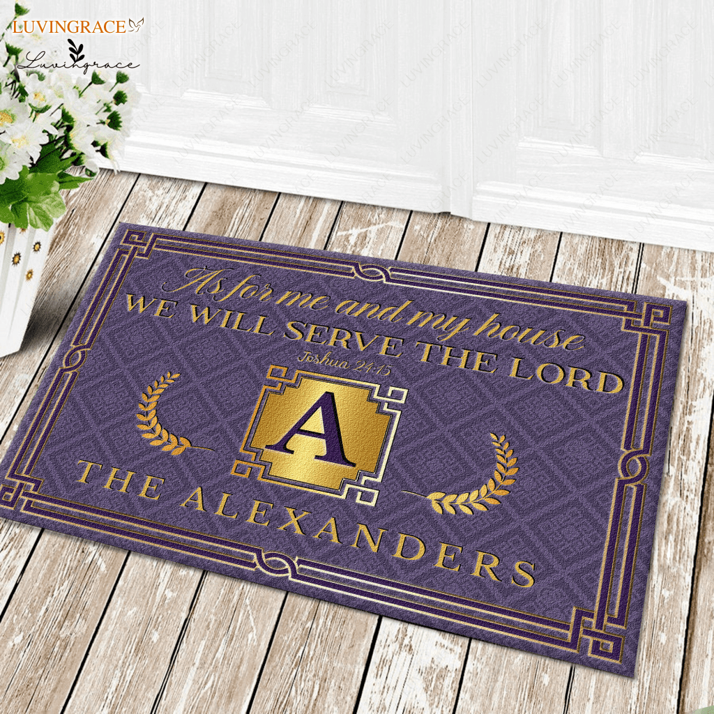 Luvingrace L18 Vintage Monogram Collection As For My House Personalized Doormat