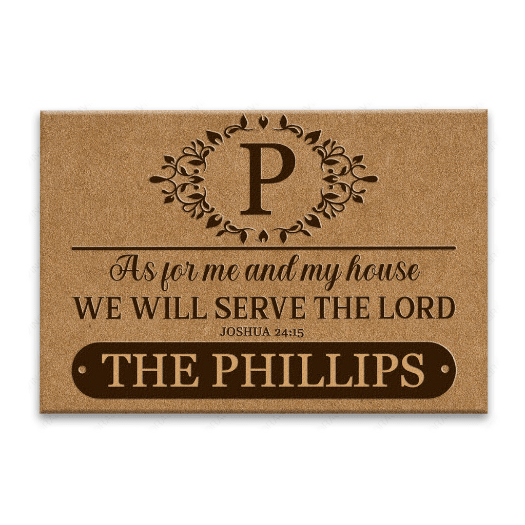 Luvingrace L180 Vintage Monogram Collection As For My House Personalized Doormat