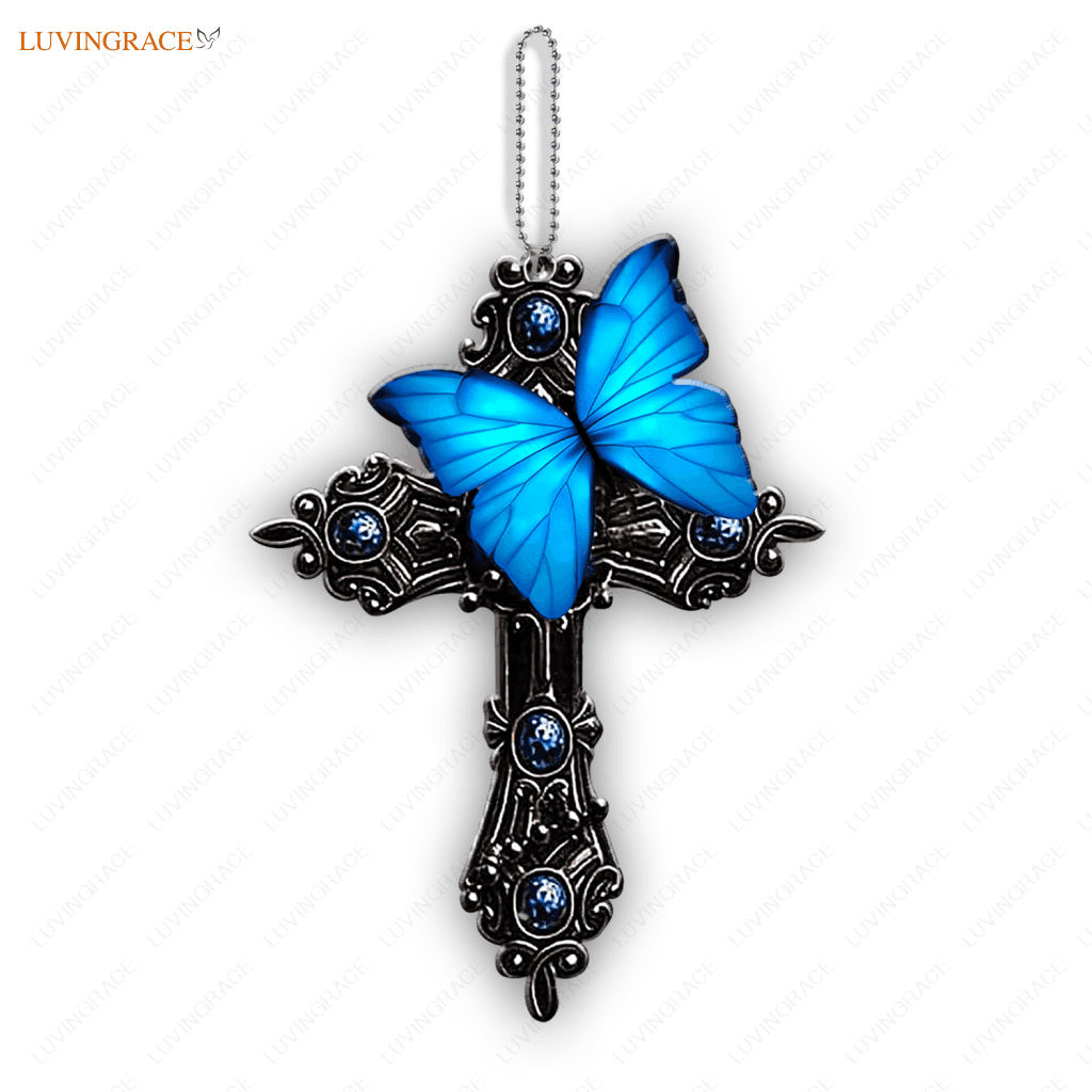 Luvingrace L183 Blue Butterfly Pray For God Ornament