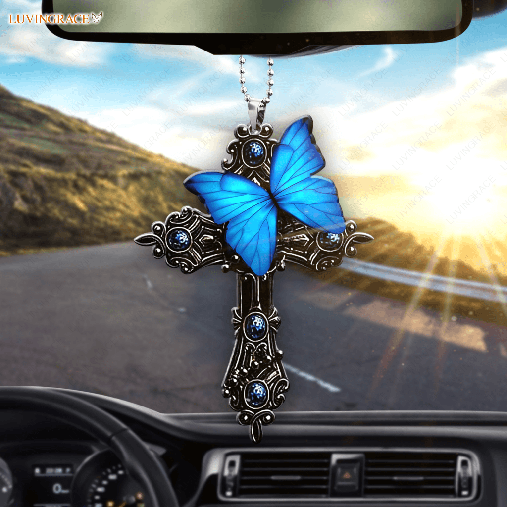 Luvingrace L183 Blue Butterfly Pray For God Ornament