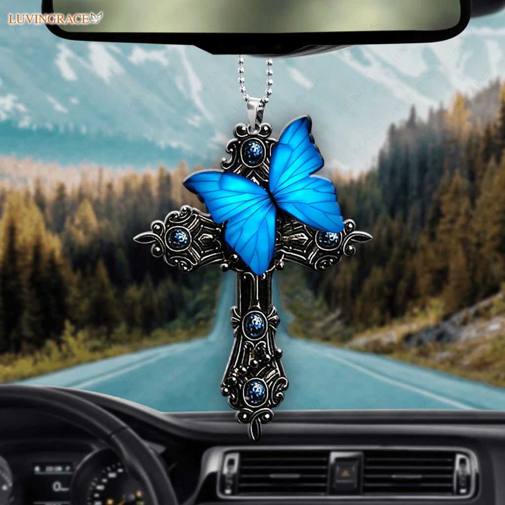 Luvingrace L183 Blue Butterfly Pray For God Ornament