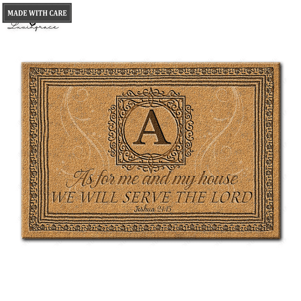 Luvingrace L19 Vintage Monogram Collection As For My House Personalized Doormat
