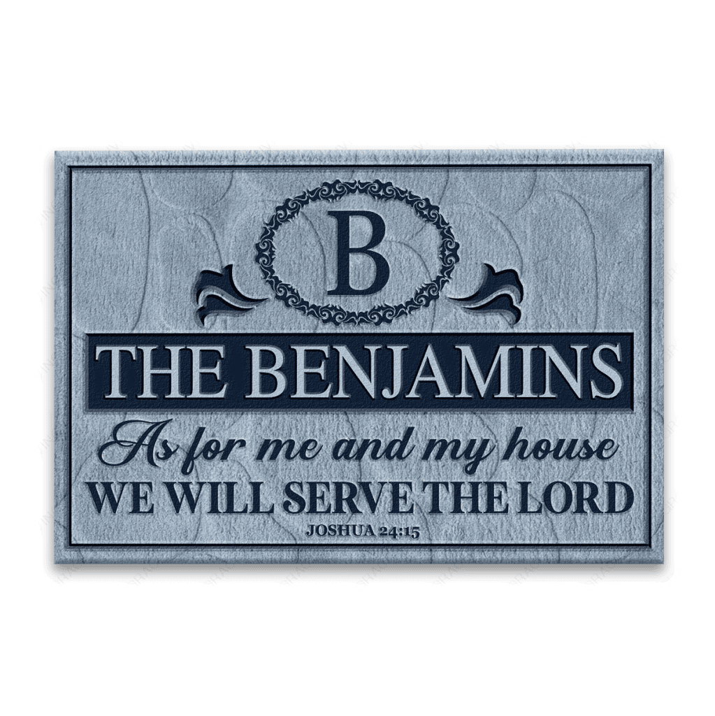 Luvingrace L202 Blue Sky Vintage Monogram Collection As For My House Personalized Doormat