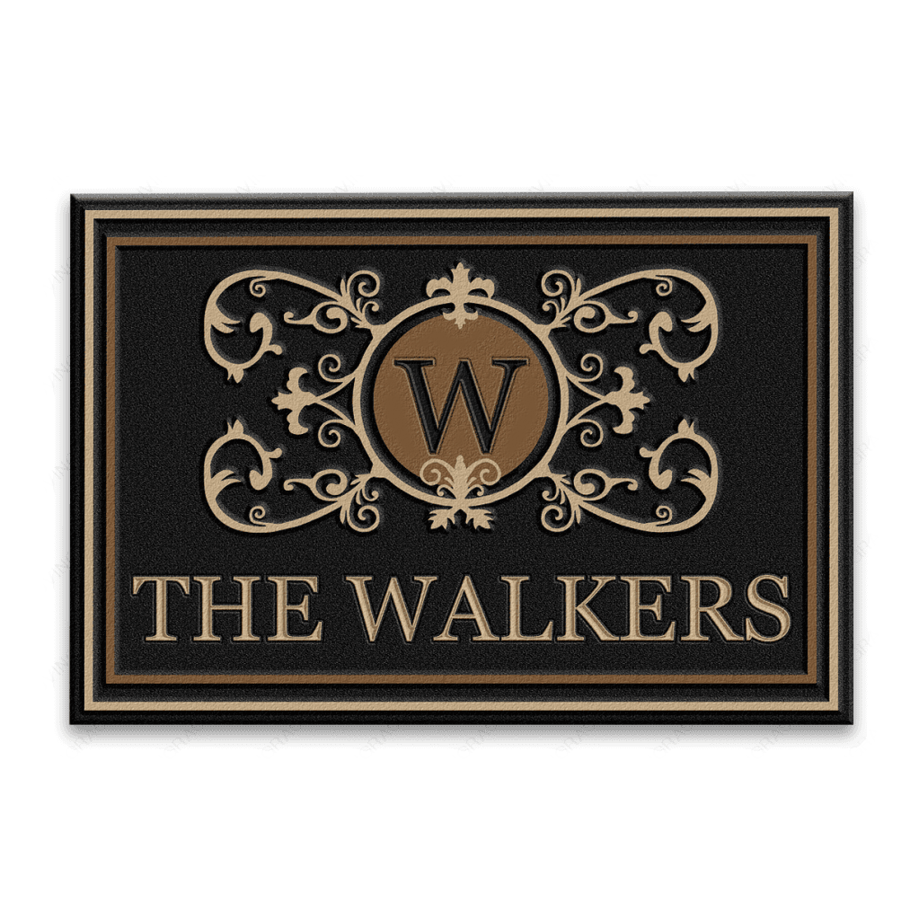 Luvingrace L204 Royal Vintage Monogram Collection Family Name Personalized Doormat