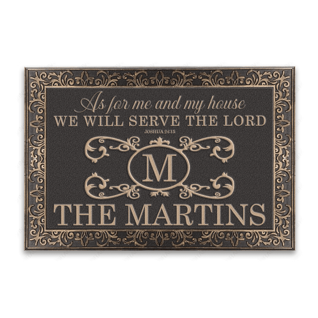 Luvingrace L210 Vintage Monogram Collection As For My House Personalized Doormat