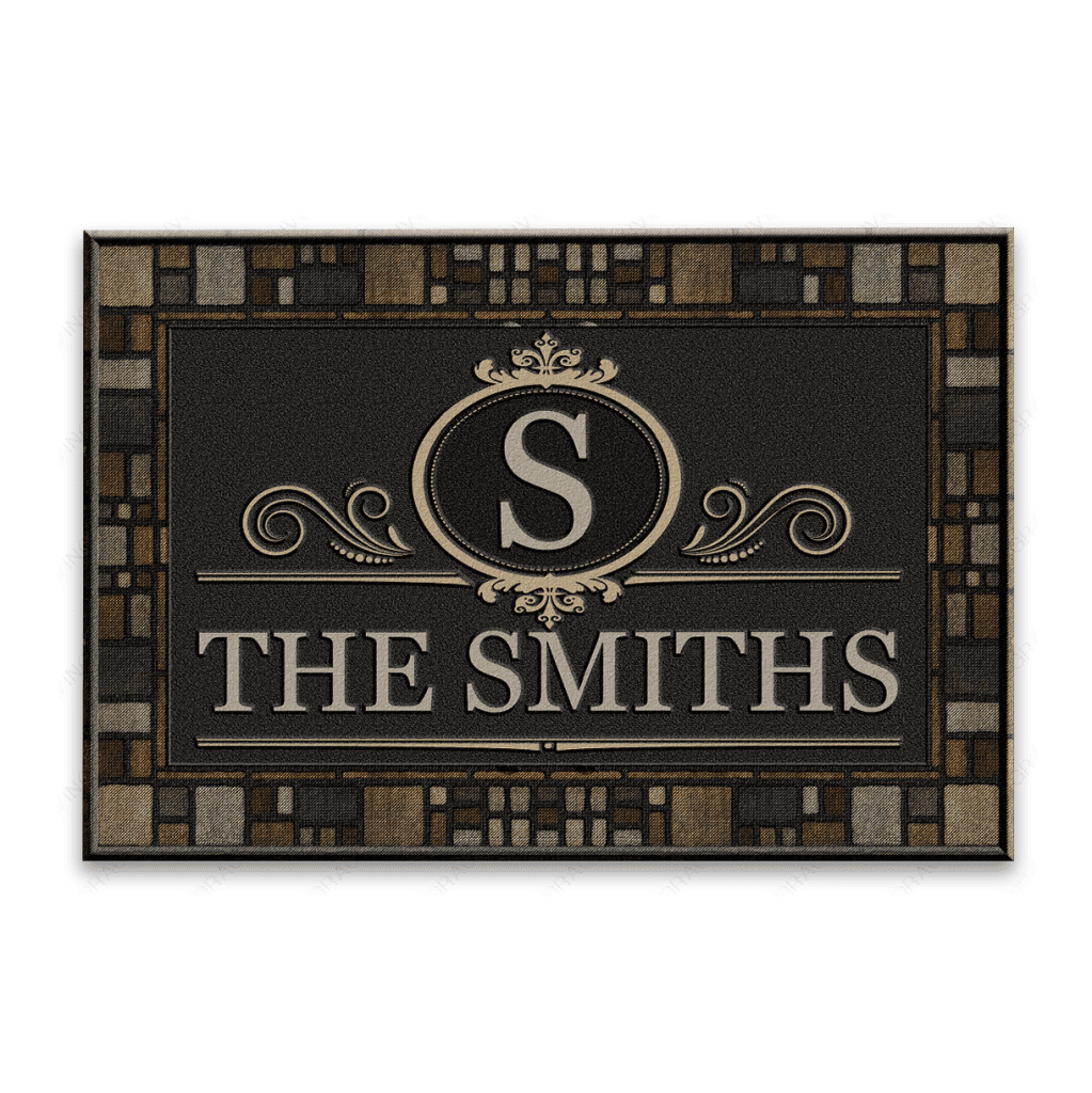 Luvingrace L214 Elegant Vintage Monogram Collection Family Name Personalized Doormat