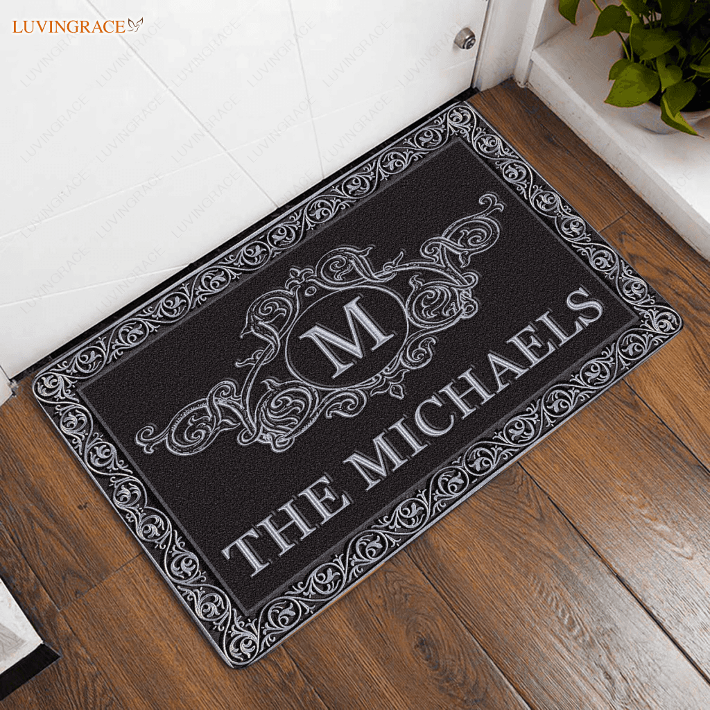 Luvingrace L220 Elegant Vintage Monogram Collection Family Name Personalized Doormat