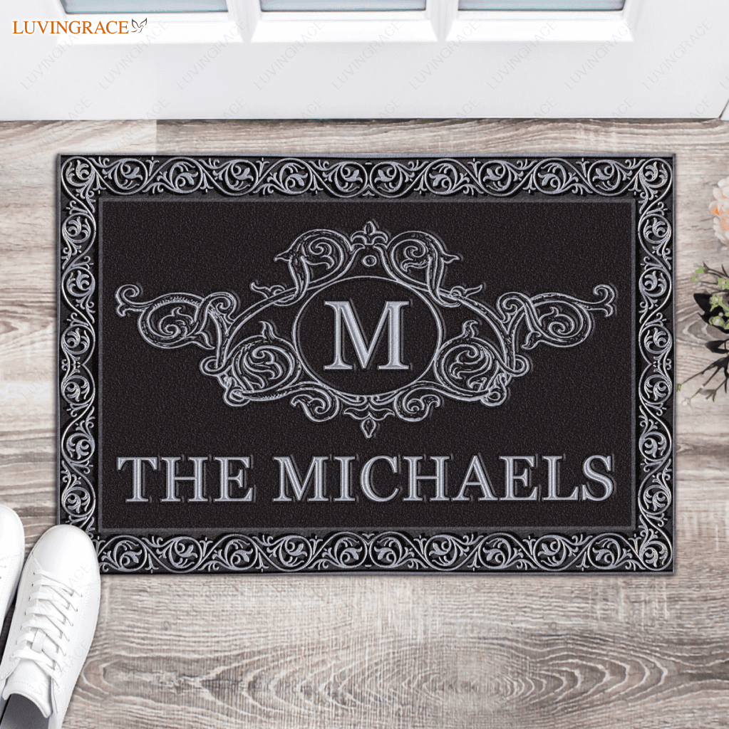 Luvingrace L220 Elegant Vintage Monogram Collection Family Name Personalized Doormat