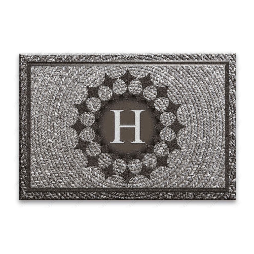 Luvingrace L43 Monogram The First Letter of Family Name Personalized Doormat