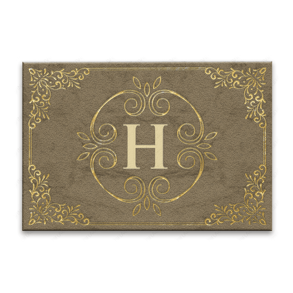 Luvingrace L53 Royal Monogram The First Letter of Family Name Personalized Doormat
