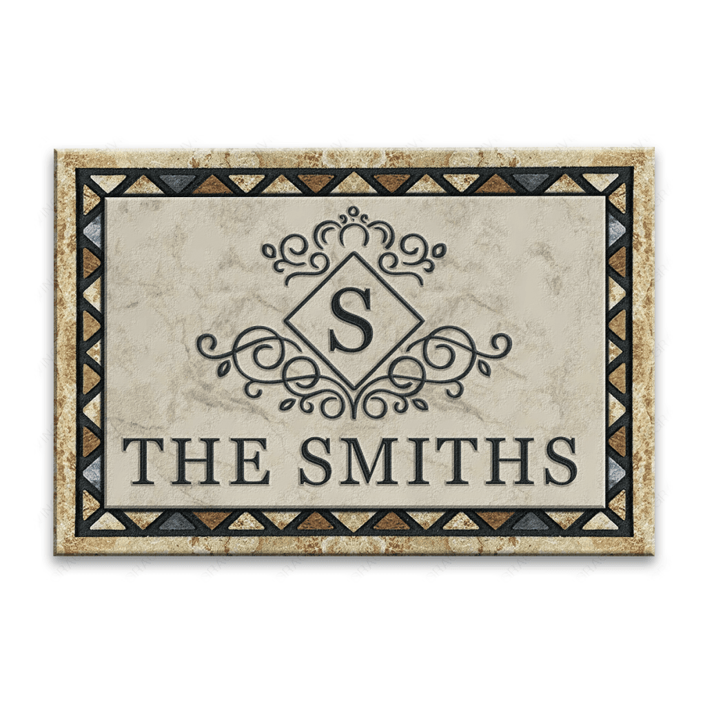 Luvingrace L57 Royal Monogram Collection Family Name Personalized Doormat