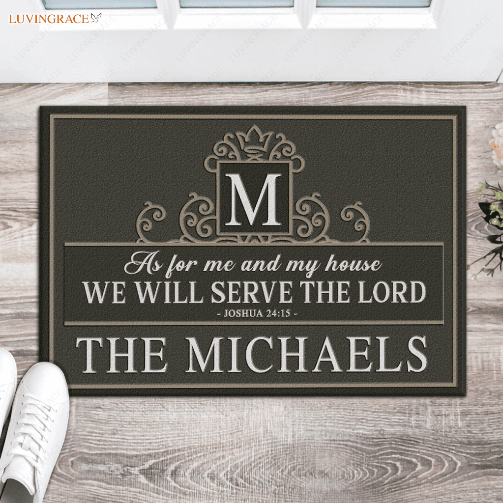 Luvingrace L58 Royal Monogram Collection As For My House Personalized Doormat