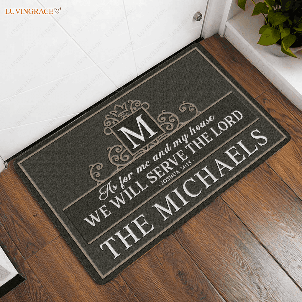 Luvingrace L58 Royal Monogram Collection As For My House Personalized Doormat