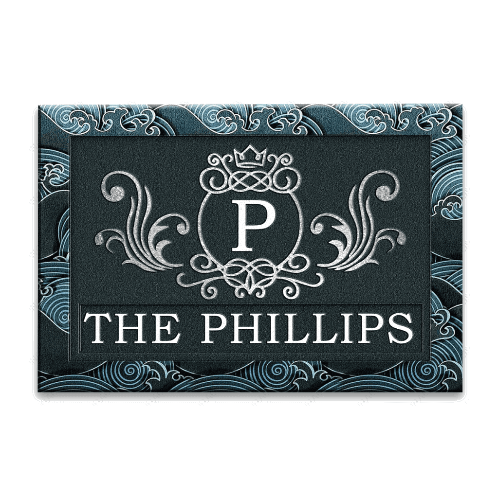 Luvingrace L62 Royal Monogram Collection Family Name Personalized Doormat