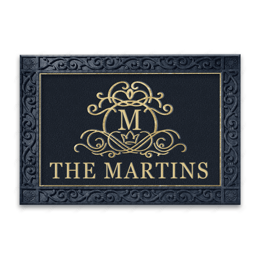 Luvingrace L66 Royal Monogram Collection Family Name Personalized Doormat