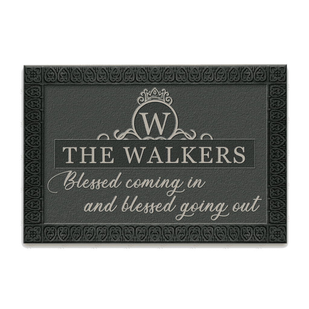 Luvingrace L67 Royal Monogram Collection Blessed Coming In Personalized Doormat