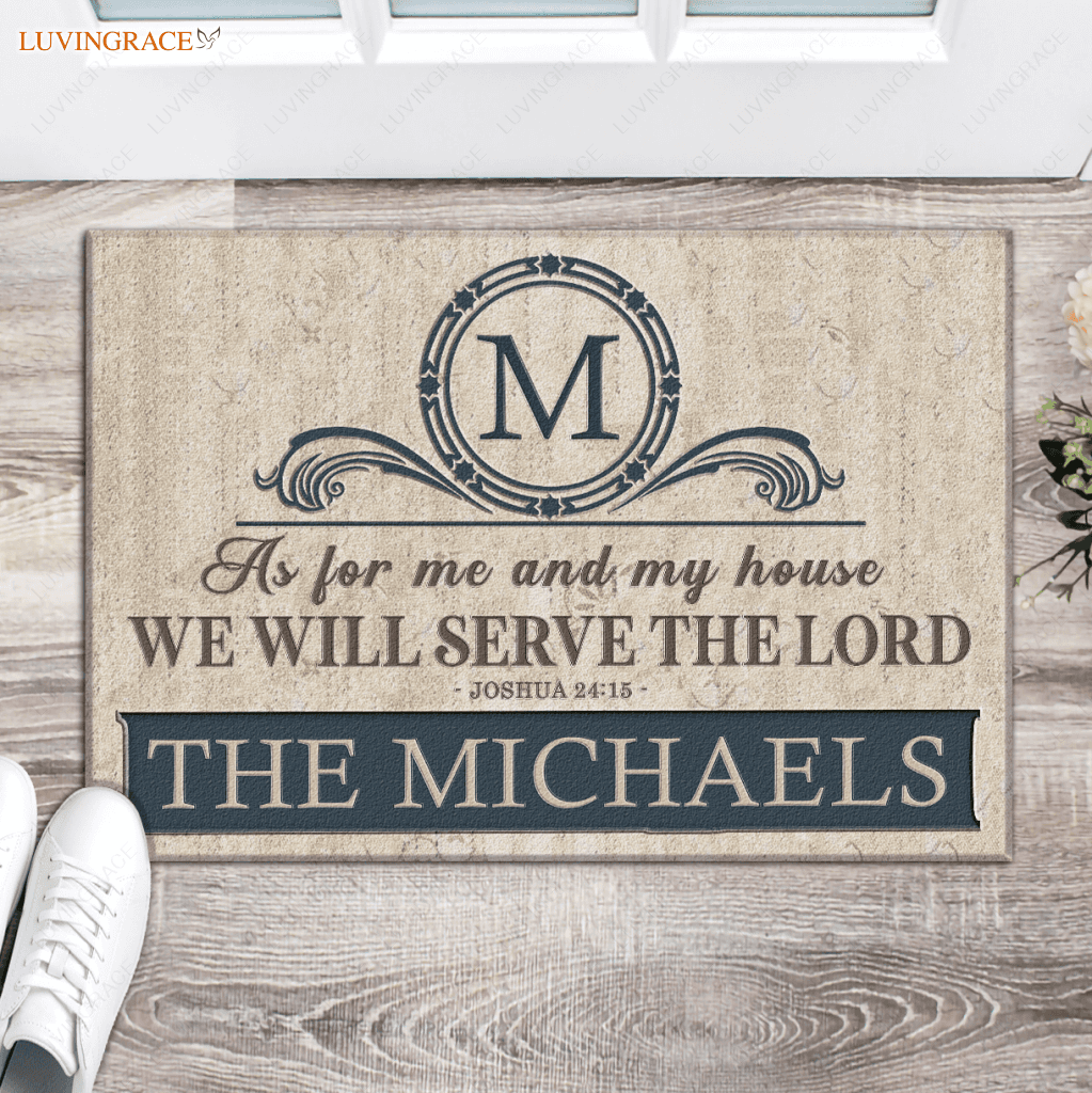 Luvingrace L80 Floral Monogram Collection As For My House Personalized Doormat