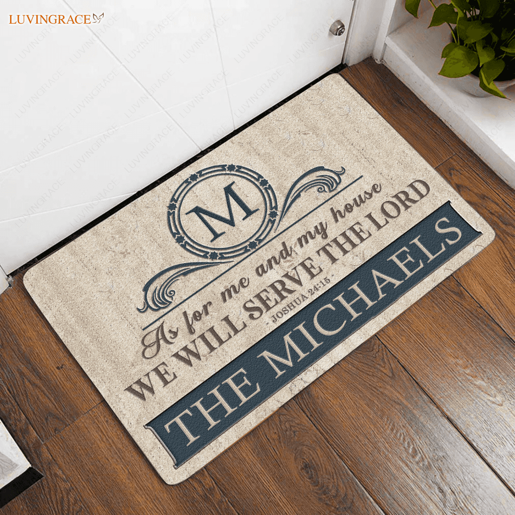 Luvingrace L80 Floral Monogram Collection As For My House Personalized Doormat