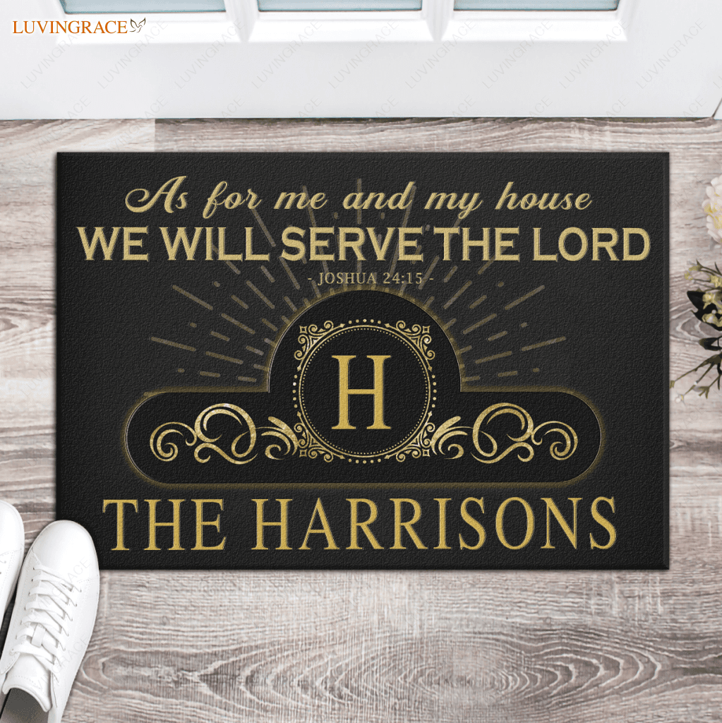 Luvingrace L87 Vintage Monogram Collection As For My House Personalized Doormat