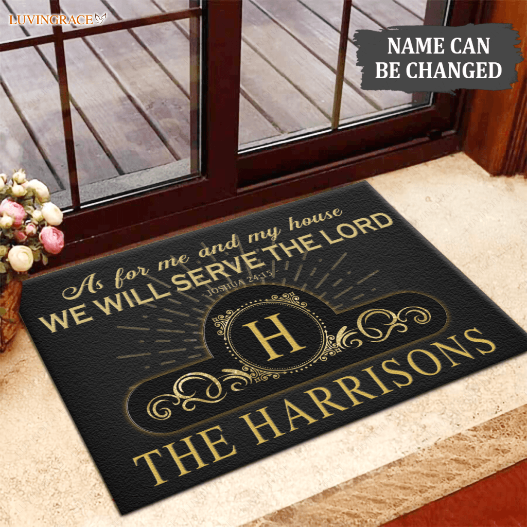 Luvingrace L87 Vintage Monogram Collection As For My House Personalized Doormat
