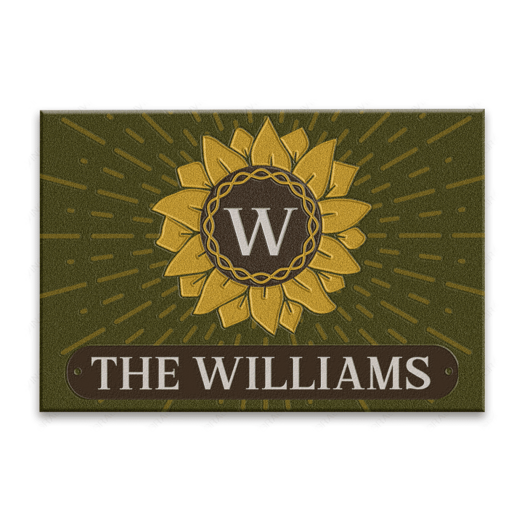 Luvingrace L92 Sunflower Monogram Collection Family Name Personalized Doormat