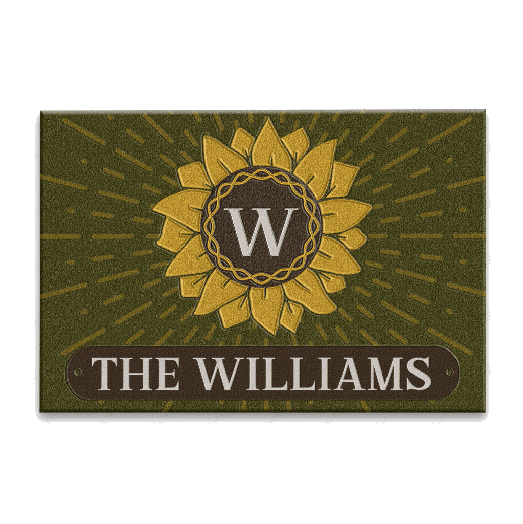 Luvingrace L92 Sunflower Monogram Collection Family Name Personalized Doormat