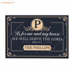 Printfamily M04 Vintage Monogram Collection As For My House Personalized Doormat