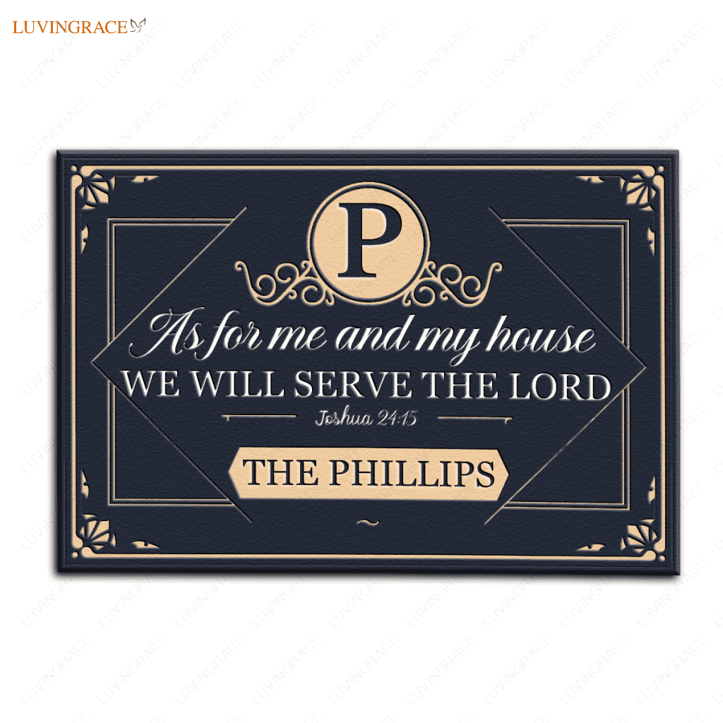 Luvingrace M04 Vintage Monogram Collection As For My House Personalized Doormat