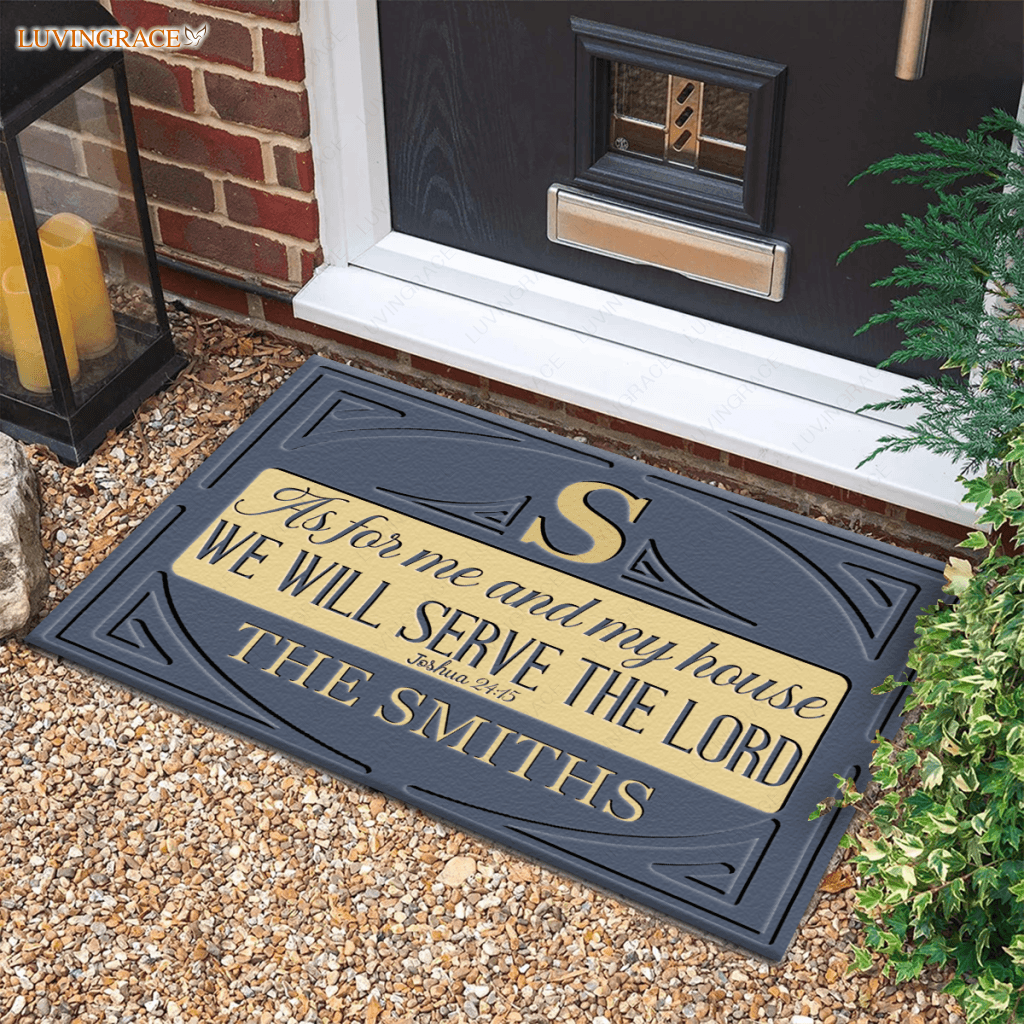 Luvingrace M07 Vintage Monogram Collection As For My House Personalized Doormat