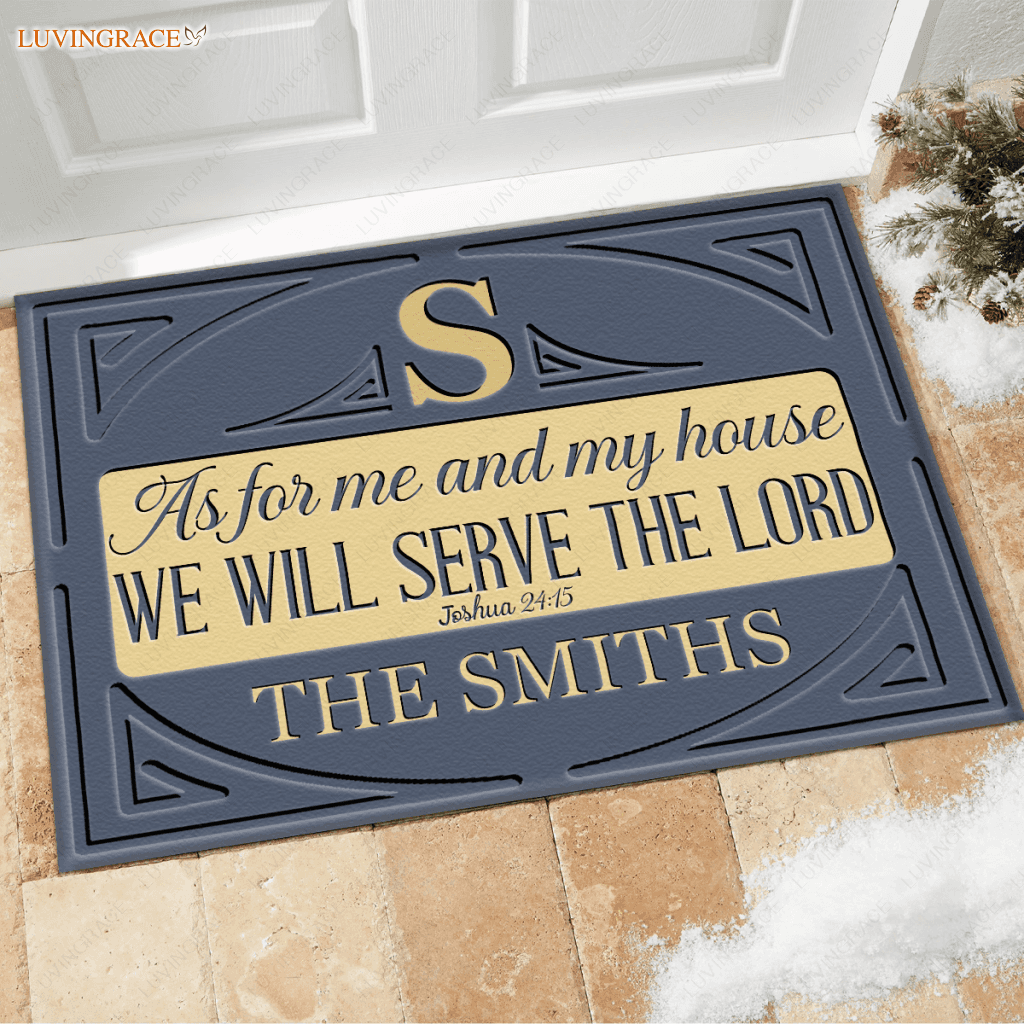 Luvingrace M07 Vintage Monogram Collection As For My House Personalized Doormat