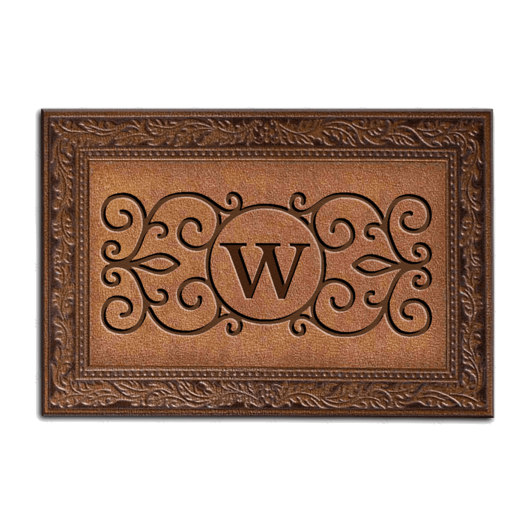 Luvingrace M08 Vintage Monogram The First Letter of Family Name Personalized Doormat