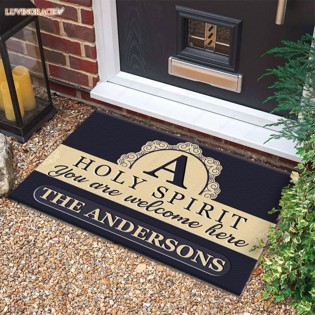 Luvingrace M100 Elegant Monogram Collection Holy Spirit Personalized Doormat