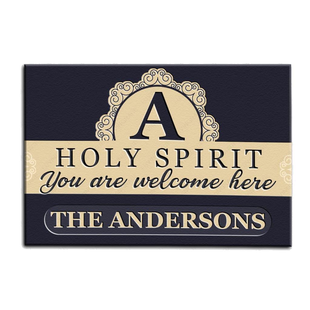 Luvingrace M100 Elegant Monogram Collection Holy Spirit Personalized Doormat